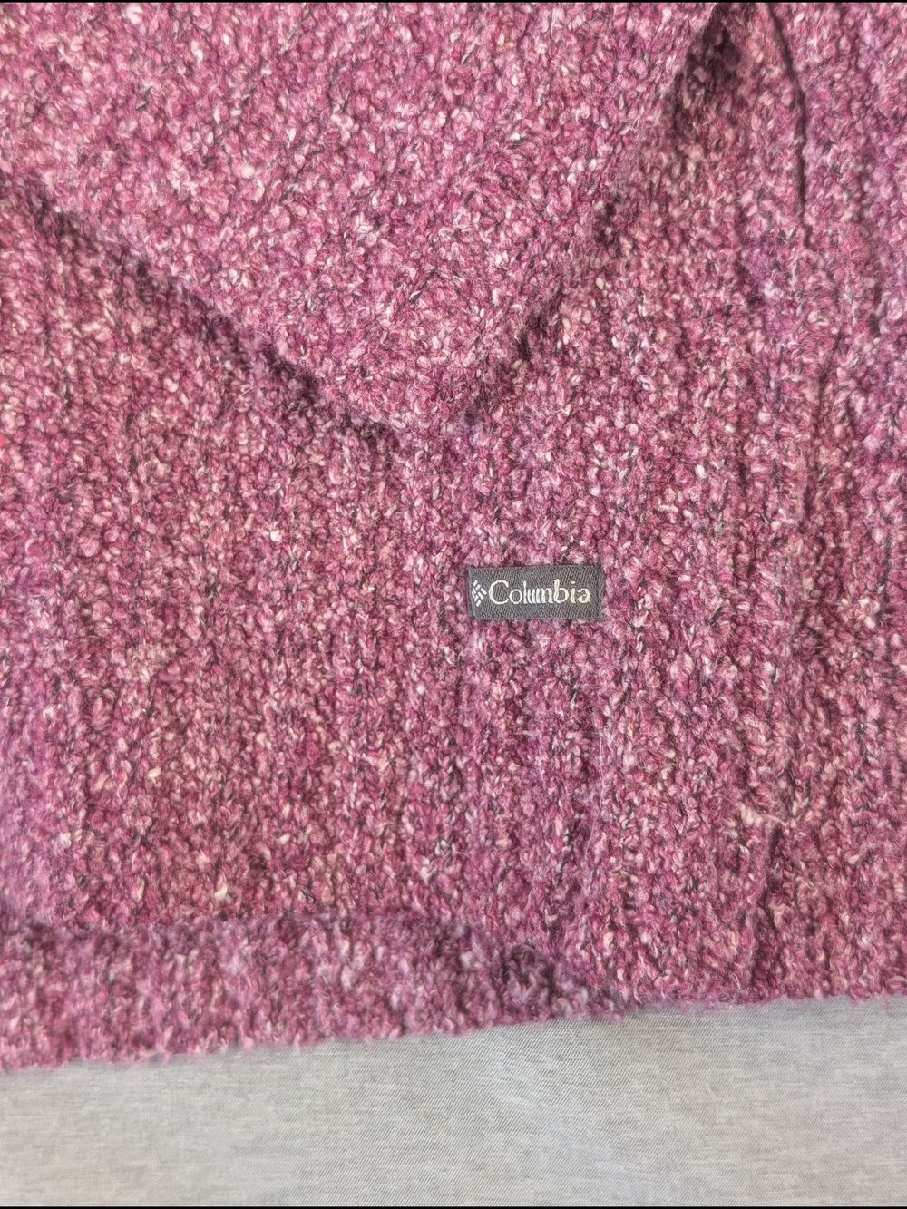 Columbia Purple Knit Hooded Pullover Chunky  Sweater Long Sleeve Women's L - Picture 5 of 8